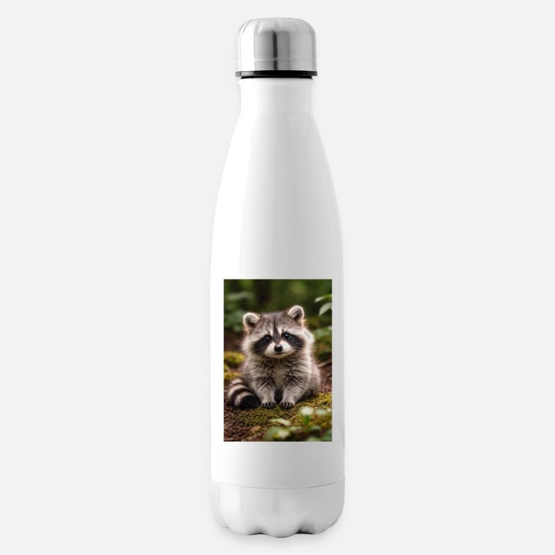 Winziges Waschbärjungtier im Wald - Isolierflasche - Weiß