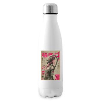 Neon Mecha Amid Pink Japanese News - Insulated Water Bottle - white - Right