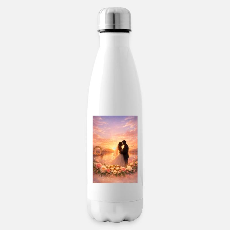 Sonnenuntergang Hochzeitsträume - Isolierflasche - Weiß