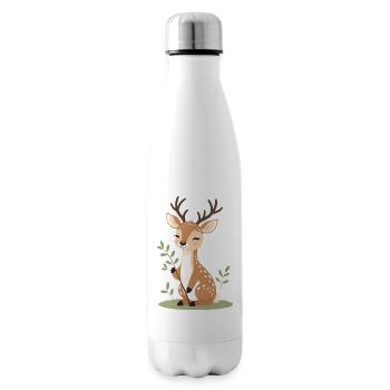 Kuschelde Reh im Wald - Isolierflasche - Weiß - Rechts