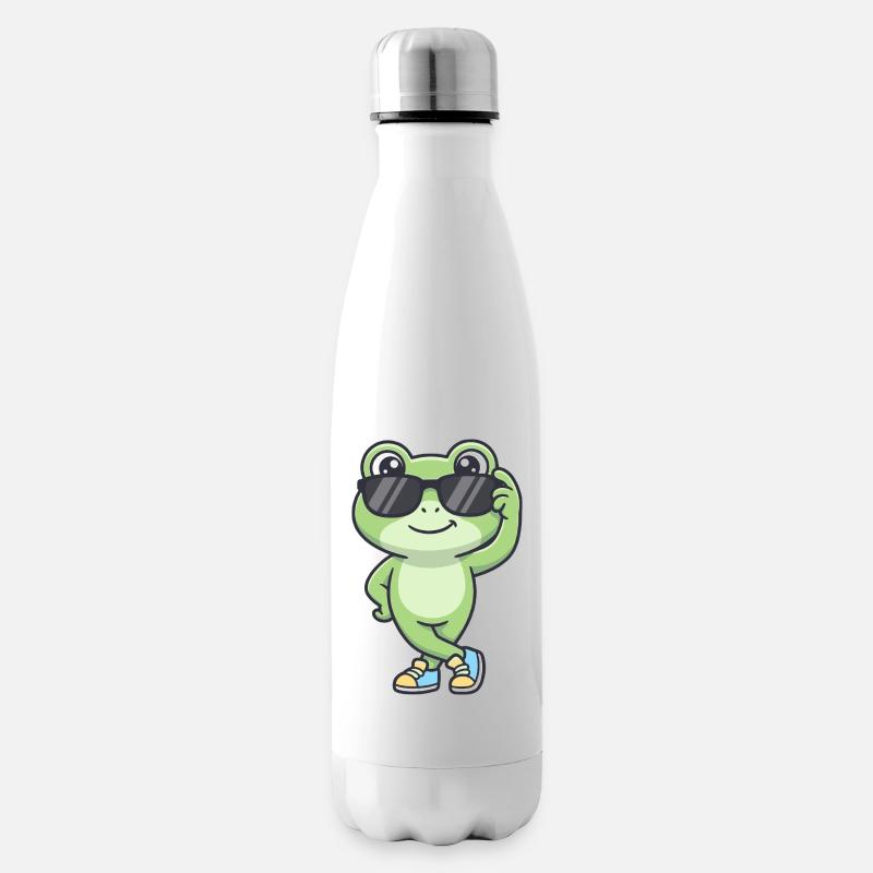 Chill Croak – Grenouille cool avec des lunettes de soleil - Bouteille isotherme - blanc