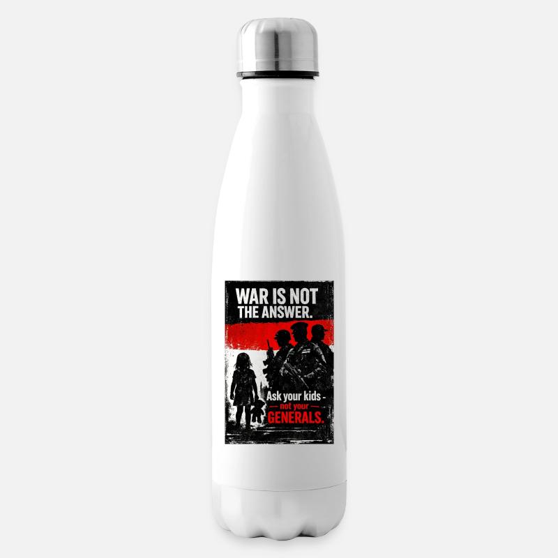 Antikriegs-Silhouettenkind gegen Generäle - Isolierflasche - Weiß