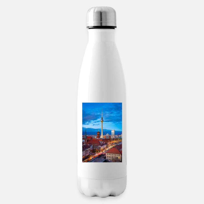 Lumière du soir de la ligne d’horizon de Berlin - Bouteille isotherme - blanc