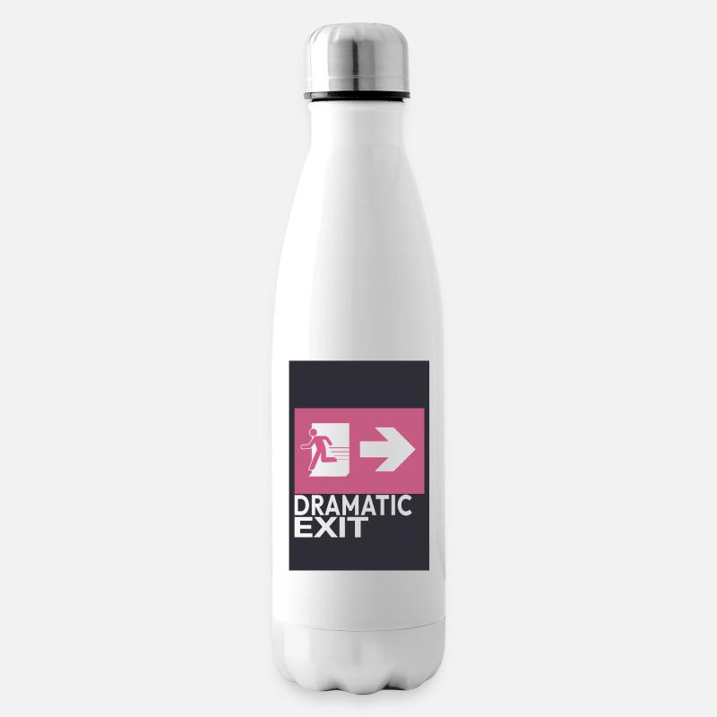 Dramatic Exit Minimal Poster Humor Grafik - Isolierflasche - Weiß