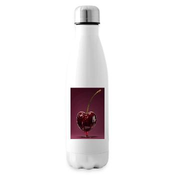 Glaçage cerise brillant sur fond rose - Bouteille isotherme - blanc - Droite
