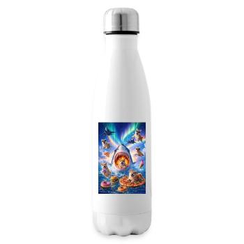 Shark with pizza & space dogs - Insulated Water Bottle - white - Right