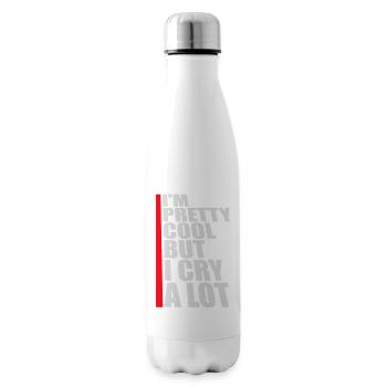 I'm Pretty Cool But I Cry A Lot Funny Emotional - Insulated Water Bottle - white - Right