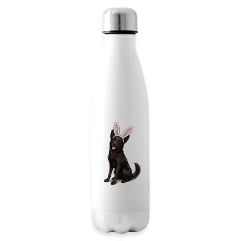 Schwarzer Hund mit Hasenohren - Isolierflasche - Weiß - Rechts