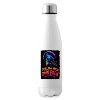 Loup Alpha Multicolore Design Follow Your Own Pack - Bouteille isotherme - blanc - Droite