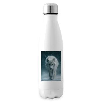 Arktischer Wolf im Schneefall - Isolierflasche - Weiß - Rechts