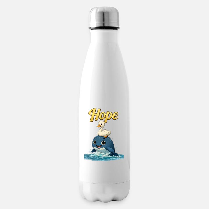 Hoffnungsvogel auf Wal – niedliches Meeresduo - Isolierflasche - Weiß