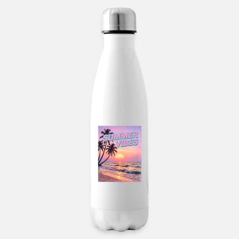 Summer Vibes Retro Sunset Beach - Bouteille isotherme - blanc