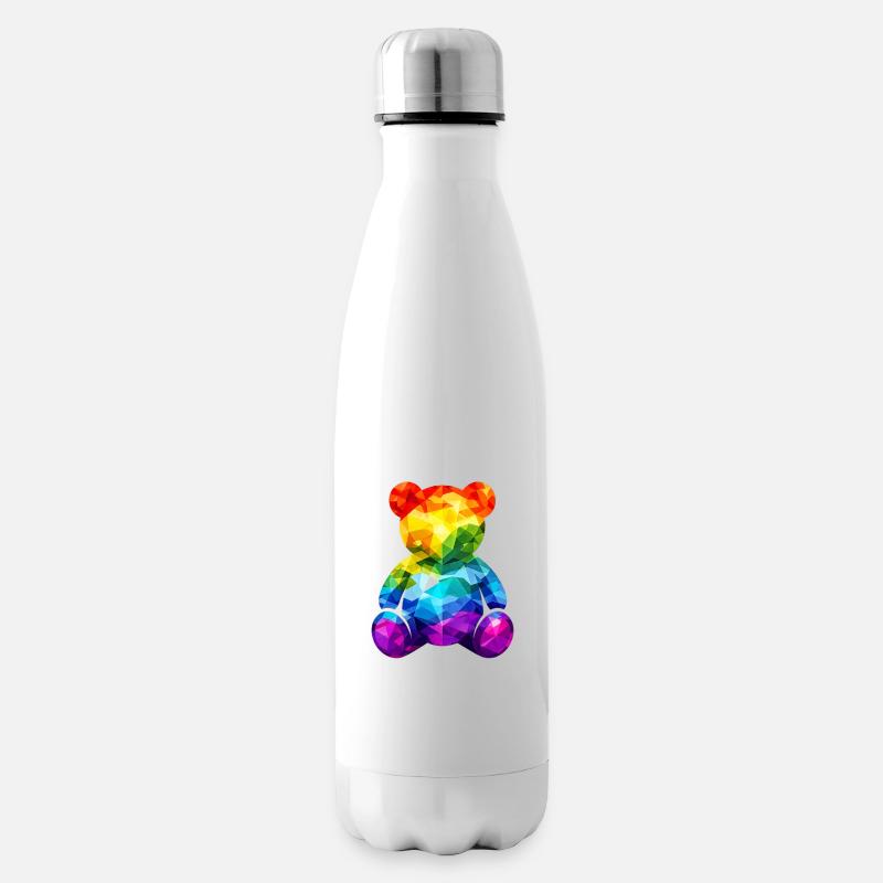 Rainbow teddy bear in geometric pattern - Insulated Water Bottle - white