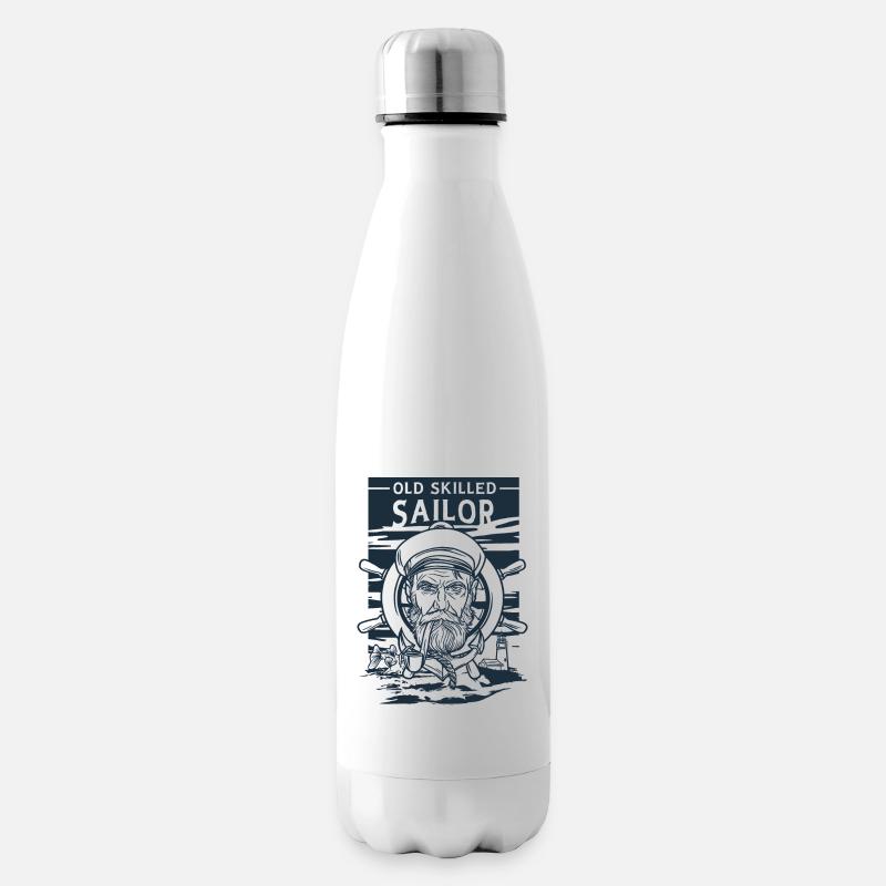 Alter Erfahrener Seemann Klassisch Maritim - Isolierflasche - Weiß