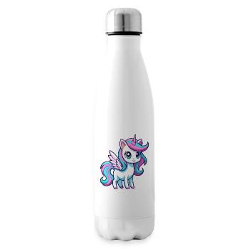 Licorne arc-en-ciel mignonne - Bouteille isotherme - blanc - Droite