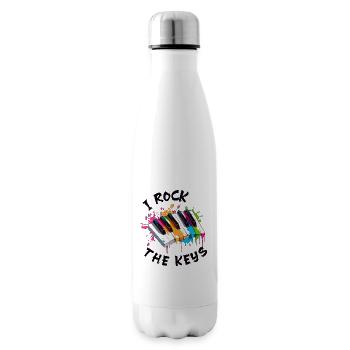 Musique Piano « I Rock the Keys » Splash of Color - Bouteille isotherme - blanc - Droite