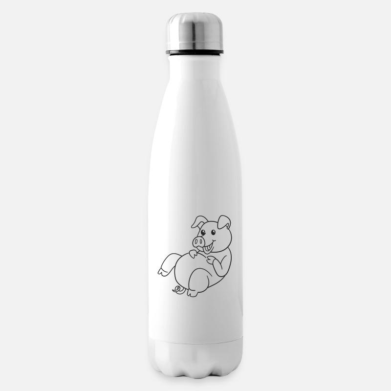 Schwein, Schweine, Geschenk, Geschenkidee - Isolierflasche - Weiß
