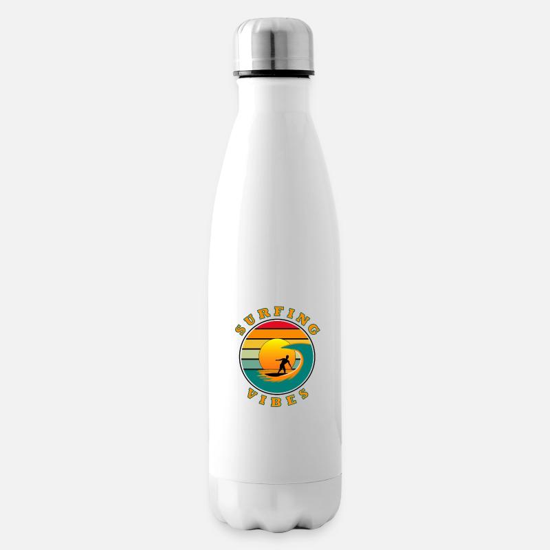 Surfing Vibes – Sonne retro - Surfer - Isolierflasche - Weiß