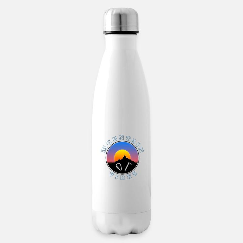 Mountain Vibes - Sonne - kreisförmiges Design-Logo - Isolierflasche - Weiß