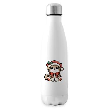 HAUSKATZE MIEZE KÄTZCHEN HAUSTIER WEIHNACHTSMÜTZE - Isolierflasche - Weiß - Rechts
