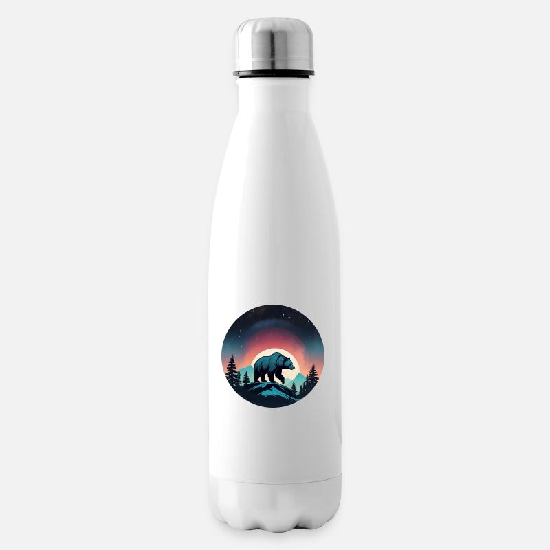 Grizzlybär Kodiakbär Braunbär Silhouette - Isolierflasche - Weiß
