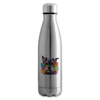 Miniature Schnauzer Dog in Glasses Colored - Insulated Water Bottle - silver - Right