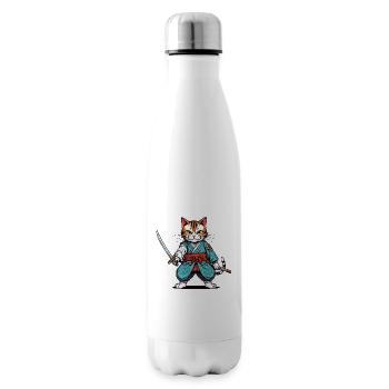 Samurai cat - Insulated Water Bottle - white - Right