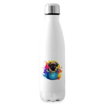 Mops Niedlicher Hund Farbeimer - Isolierflasche - Weiß - Rechts