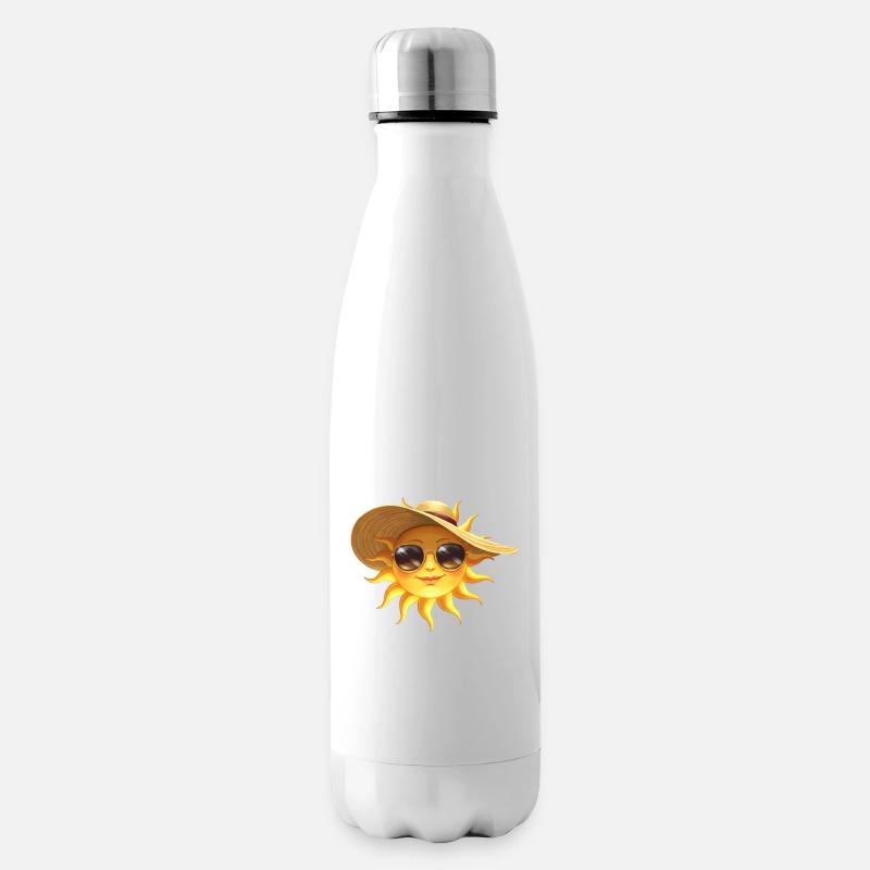 Sunny Sun with Hat and Shades - Insulated Water Bottle - white