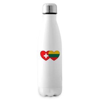 Switzerland Lithuania Flag Heart - Insulated Water Bottle - white - Right