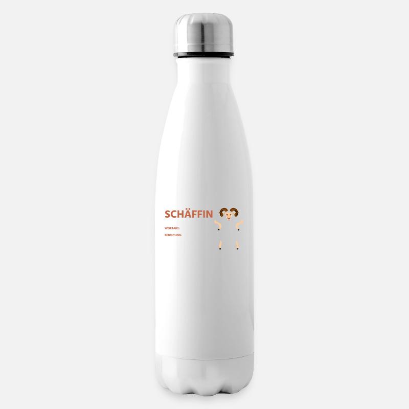 Schäffin Schaf Design mit Wortwitz, Schaf - Isolierflasche - Weiß