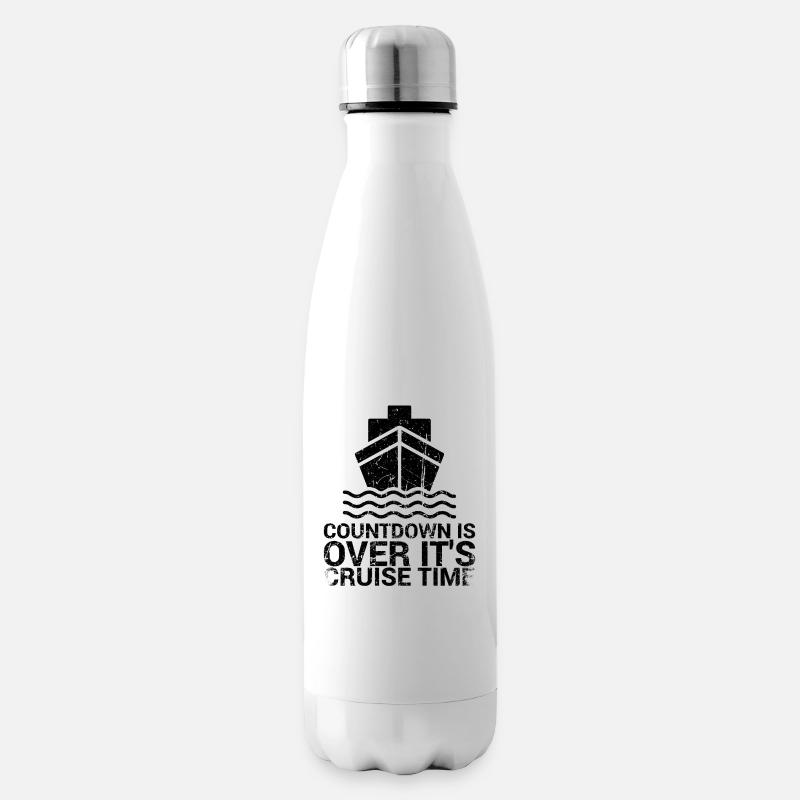 Der Countdown Ist Vorbei, Es Ist Kreuzfahrtzeit - Isolierflasche - Weiß