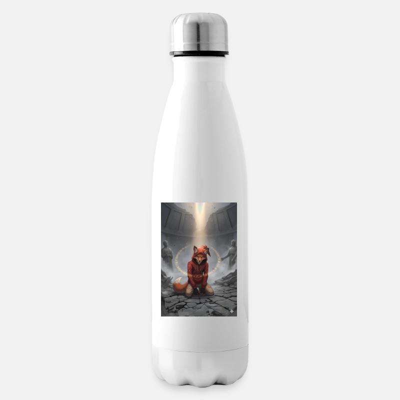 Roter Fuchs im Ritualkreis - Isolierflasche - Weiß