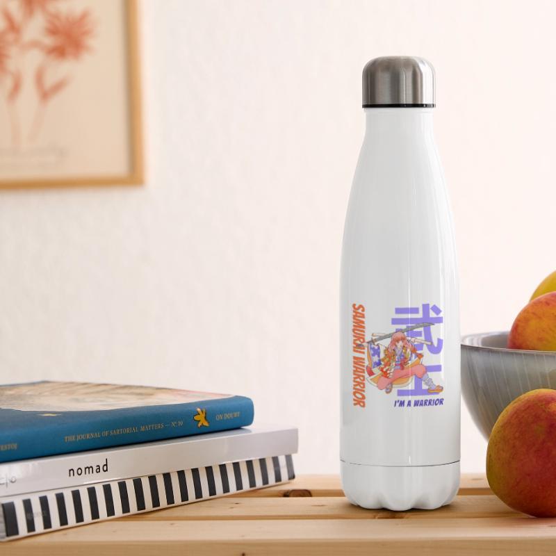Samurai Warrior. Samurai Girl. White Version. Insulated Water Bottle