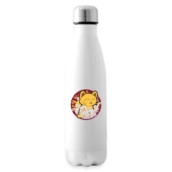 Japanische Kawaii Katze Vintage, Coole japanische Katzen - Isolierflasche - Weiß - Rechts