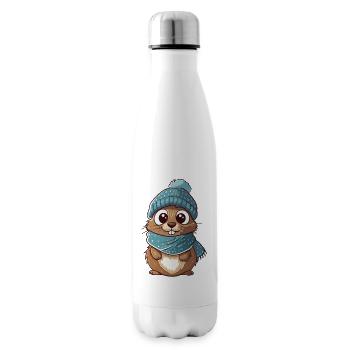 Mignon gopher avec écharpe et chapeau à pompon. - Bouteille isotherme - blanc - Droite