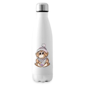 Niedlicher Orang Utan mit Schal und Pudelmütze. - Isolierflasche - Weiß - Rechts