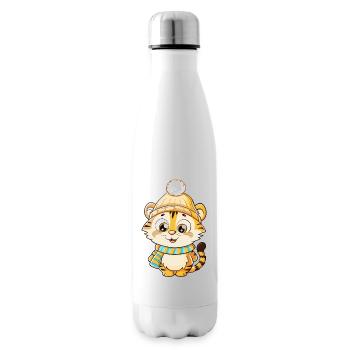 Niedlicher Tiger mit Schal und Pudelmütze. - Isolierflasche - Weiß - Rechts