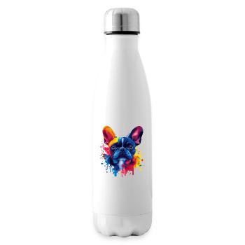 Psychedelische Bulldogge mit leuchtenden Farben - Isolierflasche - Weiß - Rechts