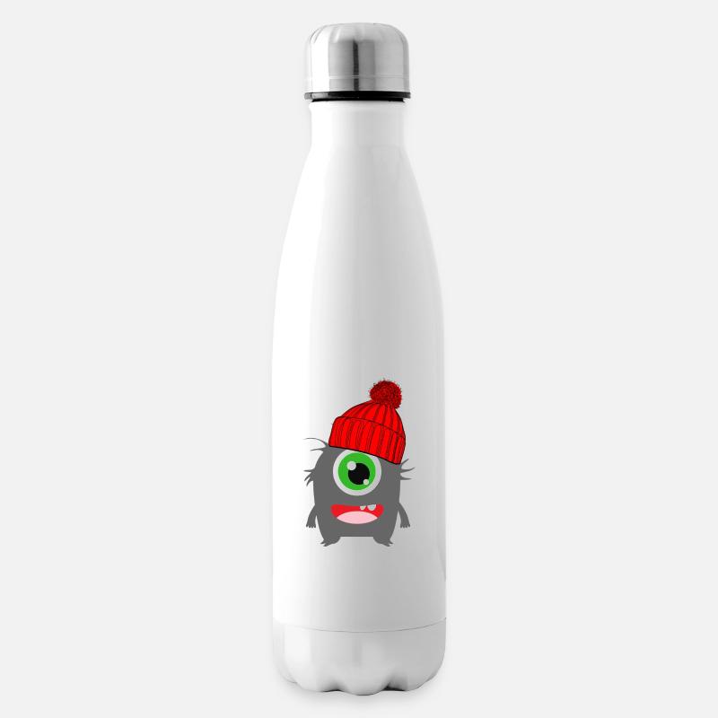 Monster Einäugi Winter rot - Isolierflasche - Weiß