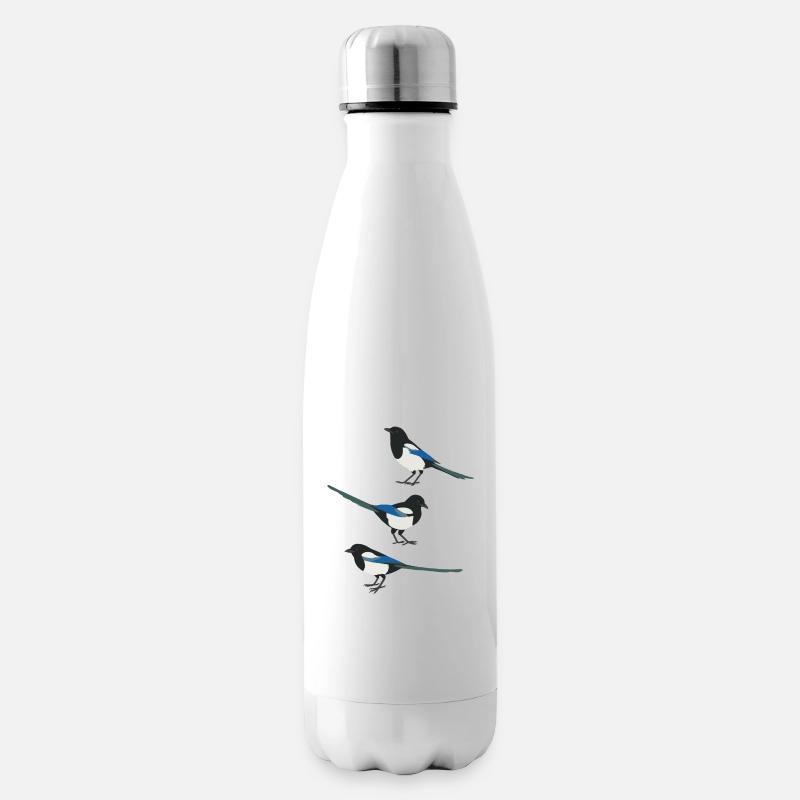 Lustige Vögel Elster - Isolierflasche - Weiß