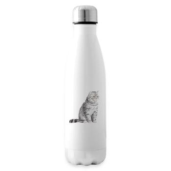 Sitting Spotted British Shorthair Cat - Insulated Water Bottle - white - Right