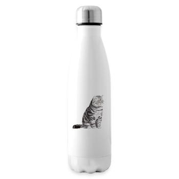 Sitting Tabby British Shorthair Cat - Insulated Water Bottle - white - Right
