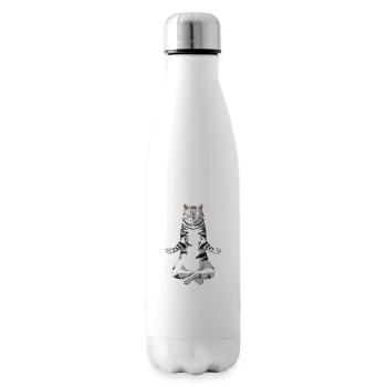 Lustige Yoga Tabby Britisch Kurzhaar Katze - Isolierflasche - Weiß - Rechts