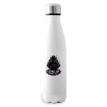 Level Up Your Life – Gamer-Silhouette - Isolierflasche - Weiß - Rechts