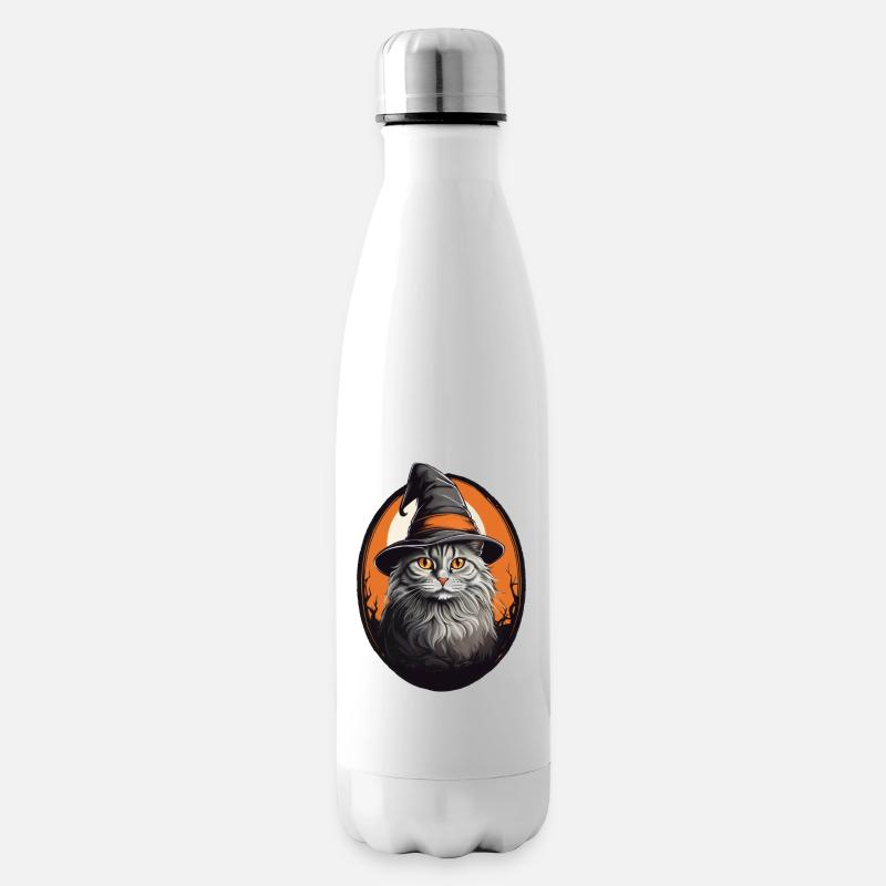 Halloween Katze - Isolierflasche - Weiß
