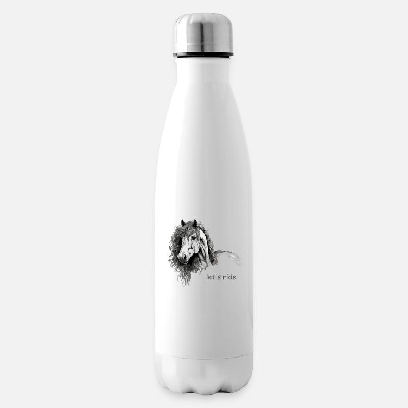 Pferdeportrait in schwarz-weiß - Isolierflasche - Weiß