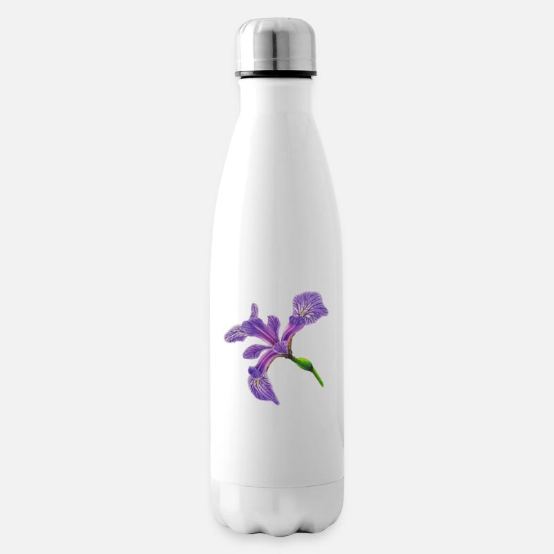 Schwertlilie - Iris - Isolierflasche - Weiß