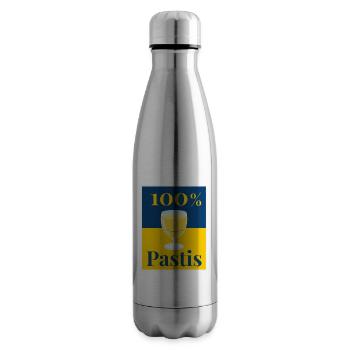 100 % Pastis - Pour les amoureux du pastaga - Bouteille isotherme - argent clair - Droite