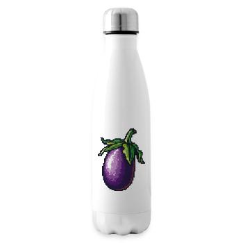 Icône pixel aubergine - Bouteille isotherme - blanc - Droite